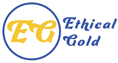 Ethical Gold's Logo - an E and B with a cursive font in a circle, with the company name to the side